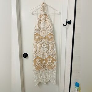 Lulu's Cream and White Lace Dress